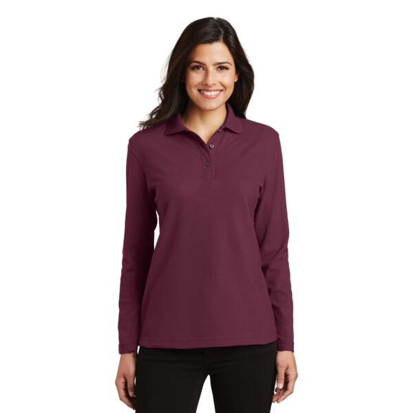 Ladies Silk Touch™ Long Sleeve Polo Thumbnail